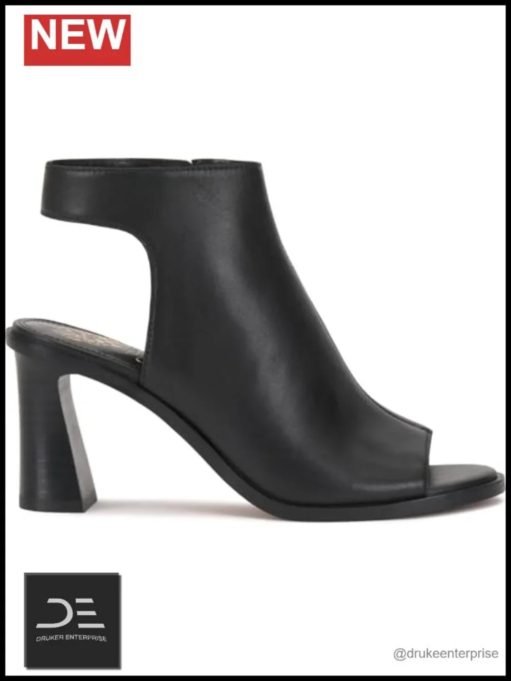 Leather Peep Toe High Heel Sandals with Ankle Strap Zip Closure